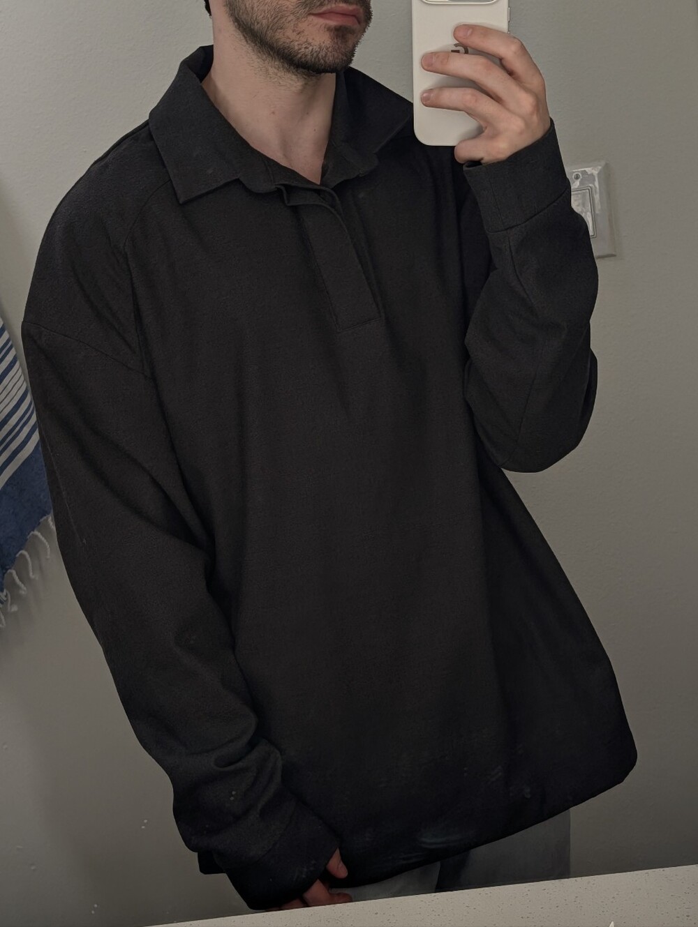 Dennis Drawstring-Hem Twill Polo Shirt - The Frankie Shop - Picture 1 of 5